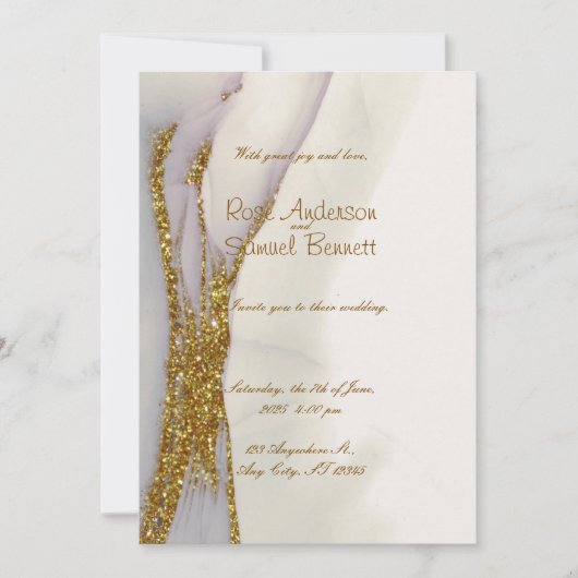 Handgemaakte Alcohol Ink Glitter Huwelijksuitnodig Kaart (Voorkant)