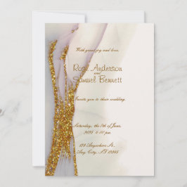 Handgemaakte Alcohol Ink Glitter Huwelijksuitnodig Kaart