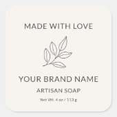 Handgemaakte ambachtelijke minimalistische botanis vierkante sticker (Voorkant)