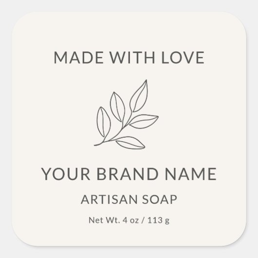 Handgemaakte ambachtelijke minimalistische botanis vierkante sticker (Voorkant)