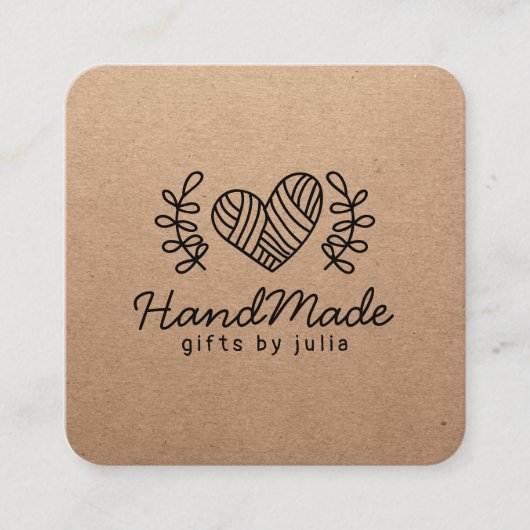 Handgemaakte ambachtelijke moderne bruine kraftpap contactkaartje (Voorkant)