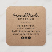 Handgemaakte ambachtelijke moderne bruine kraftpap contactkaartje (Achterkant)