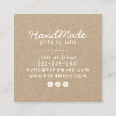 Handgemaakte ambachtelijke moderne bruine kraftpap contactkaartje (Achterkant)