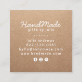 Handgemaakte ambachtelijke moderne bruine kraftpap contactkaartje (Achterkant)