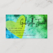 Handgemaakte Ambachten Kalligrafie Blauw Groen Ver Visitekaartje (Achterkant)