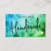 Handgemaakte Ambachten Kalligrafie Blauw Groen Ver Visitekaartje (Voorkant)