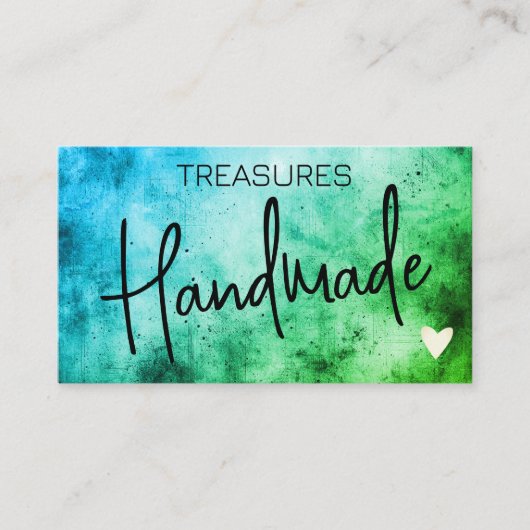 Handgemaakte Ambachten Kalligrafie Blauw Groen Ver Visitekaartje (Voorkant)