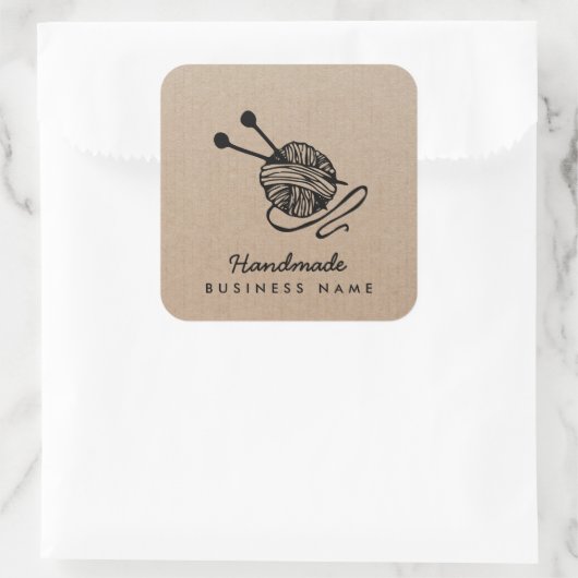 Handgemaakte ambachten modern breien kraftpapier r vierkante sticker (Tas)