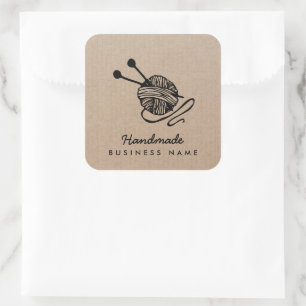 Handgemaakte ambachten modern breien kraftpapier r vierkante sticker