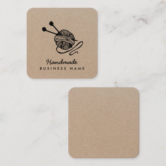 Handgemaakte ambachten modern breien kraftpapier r vierkante visitekaartje (Voorkant / Achterkant)