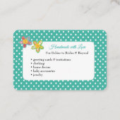 Handgemaakte artikelen en wenskaarten visitekaartje (Achterkant)