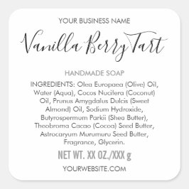 Handgemaakte Artisan Soap Ingredient Productlabel Vierkante Sticker