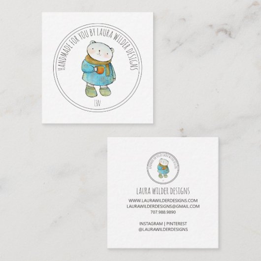 Handgemaakte Baby Kleding Maker Online Shop Vierkante Visitekaartje (Voorkant / Achterkant)