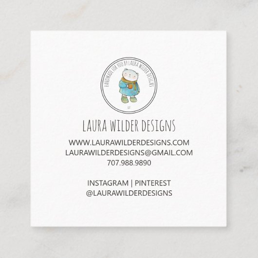 Handgemaakte Baby Kleding Maker Online Shop Vierkante Visitekaartje (Achterkant)