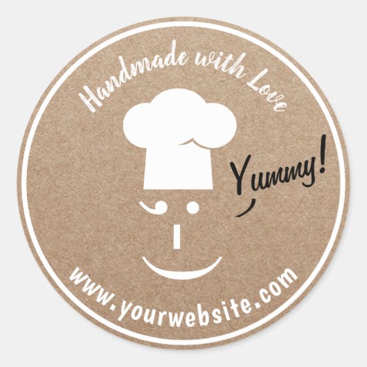 Handgemaakte bakkerijgebak Chef Rustic Kraft Ronde Sticker (Voorkant)