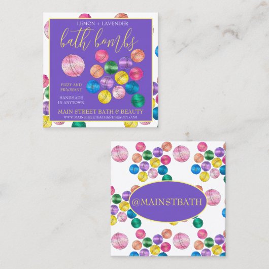 Handgemaakte bath Shower beamt Beauty Products Vierkante Visitekaartje (Voorkant / Achterkant)