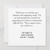 Handgemaakte bedankkaart begrafenis rouwuiting (Achterkant)