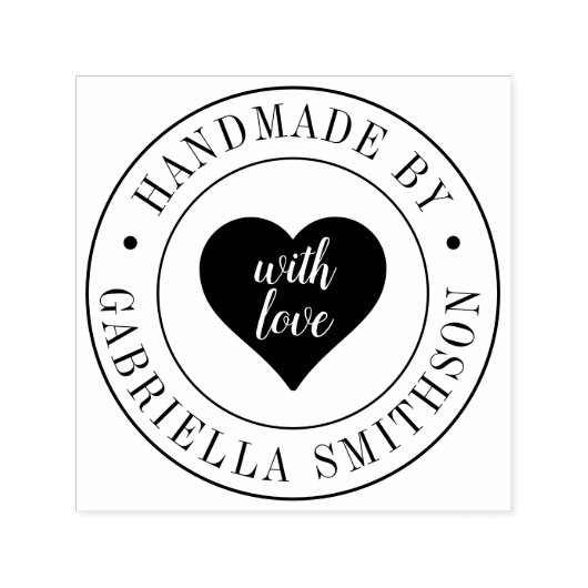 Handgemaakte bedrijfsnaam in Circle Cute Heart Log Zelfinktende Stempel (Design)