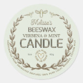 Handgemaakte bijenwas-kaars  met baard hart ronde sticker (Voorkant)