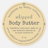 Handgemaakte Biologische Body Butter Label Zonlich (Voorkant)