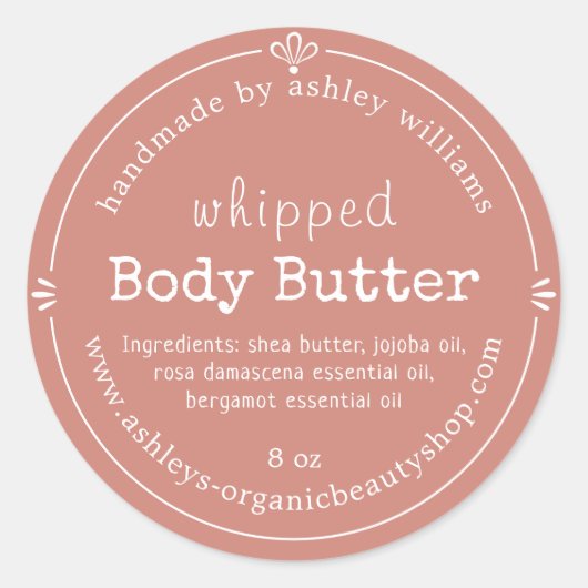 Handgemaakte Biologische Lichaamsboter Label Terra (Voorkant)