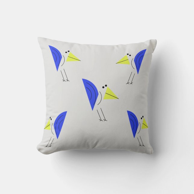 Handgemaakte Bird Design Square Pillow - Natuur Kussen (Voorkant)