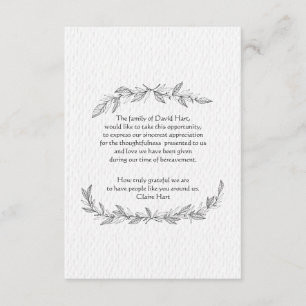 Handgemaakte bladeren Bereavement - Hartelijk dank Bedankkaart