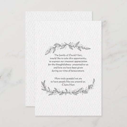 Handgemaakte bladeren Bereavement - Hartelijk dank Bedankkaart (Voorkant / Achterkant)