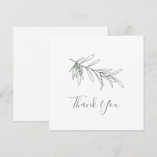 Handgemaakte bladeren van olijven bedankkaart (Voorkant / Achterkant)