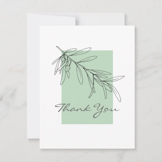 Handgemaakte bladeren van olijven bedankkaart (Voorkant)