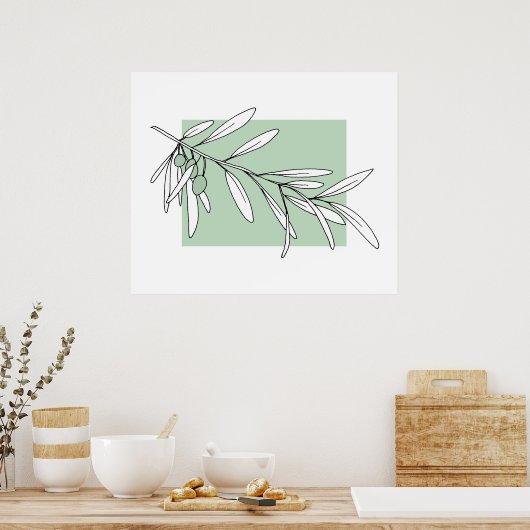 Handgemaakte bladeren van olijven poster (Keuken)