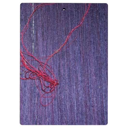 Handgemaakte Blauwe Thaise Zijde met rode draad Klembord (Achterkant)