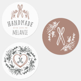 Handgemaakte Bloemen, Hart, Schaar & Monogram Set Labels
