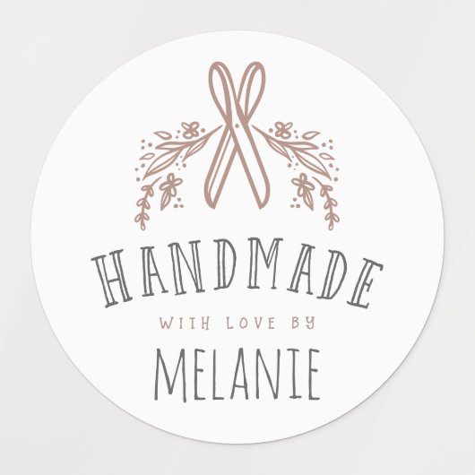 Handgemaakte Bloemen, Hart, Schaar & Monogram Set Labels (Design 1)