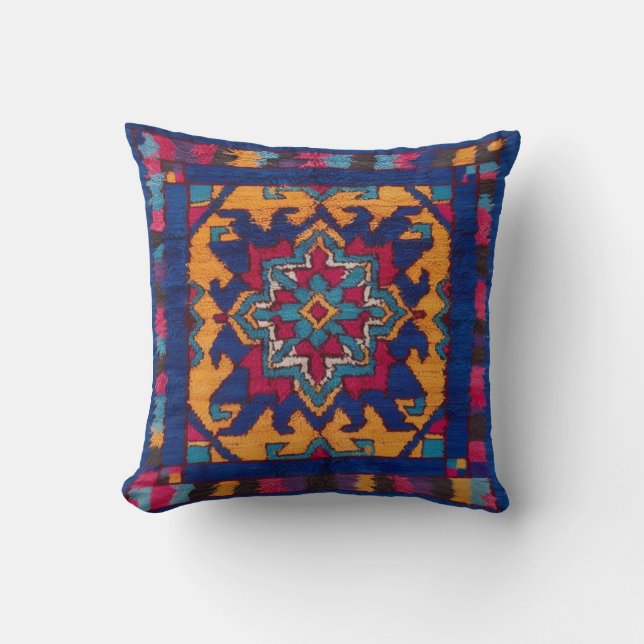 Handgemaakte Blue Kilim Lumbar Kussens: Comfort Me Kussen (Voorkant)
