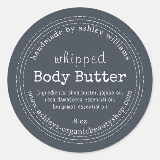 Handgemaakte Body Butter Biologisch Bedrijf Donker Ronde Sticker (Voorkant)