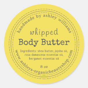 Handgemaakte Body Butter Biologisch Bedrijf Geel Ronde Sticker