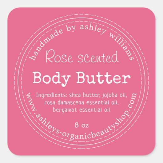 Handgemaakte Body Butter Biologisch Bedrijf Heet R Vierkante Sticker (Voorkant)