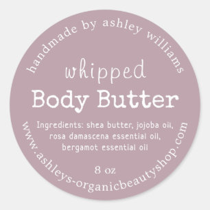 Handgemaakte Body Butter Biologisch Bedrijf Mauve Ronde Sticker