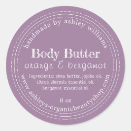 Handgemaakte Body Butter Biologisch Bedrijf Paars Ronde Sticker