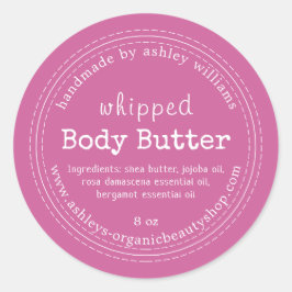 Handgemaakte Body Butter Biologisch Bedrijf Roze K Ronde Sticker