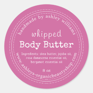 Handgemaakte Body Butter Biologisch Bedrijf Roze K Ronde Sticker