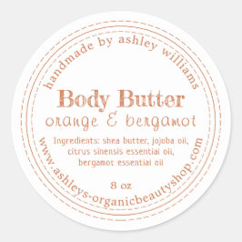 Handgemaakte Body Butter Biologisch Bedrijfsplan Ronde Sticker
