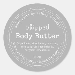 Handgemaakte Body Butter Biologisch Zakelijk Grijs Ronde Sticker