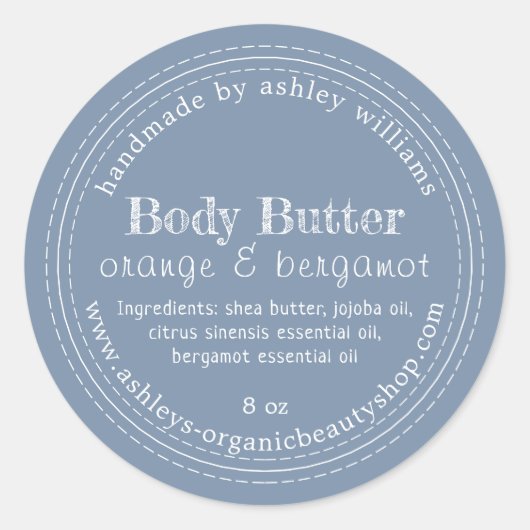 Handgemaakte Body Butter Biologisch Zakelijk Vinta Ronde Sticker (Voorkant)