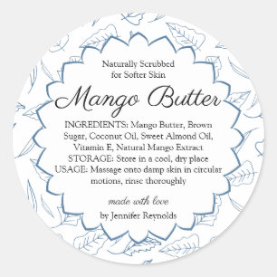 Handgemaakte Body Butter Biologische Mango Ronde Sticker