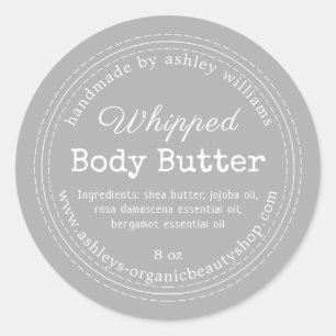 Handgemaakte Body Butter Grijs Biologisch Pot Etik Ronde Sticker