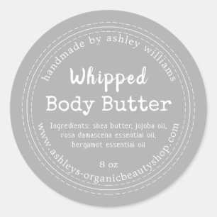 Handgemaakte Body Butter Grijs Biologisch Pot Etik Ronde Sticker