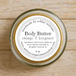 Handgemaakte Body Butter Organic Business Black Wh Ronde Sticker