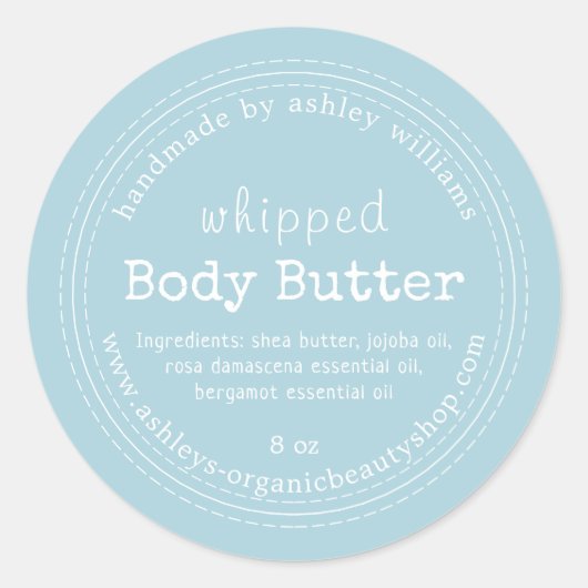 Handgemaakte Body Butter Organic Business Blue Ronde Sticker (Voorkant)